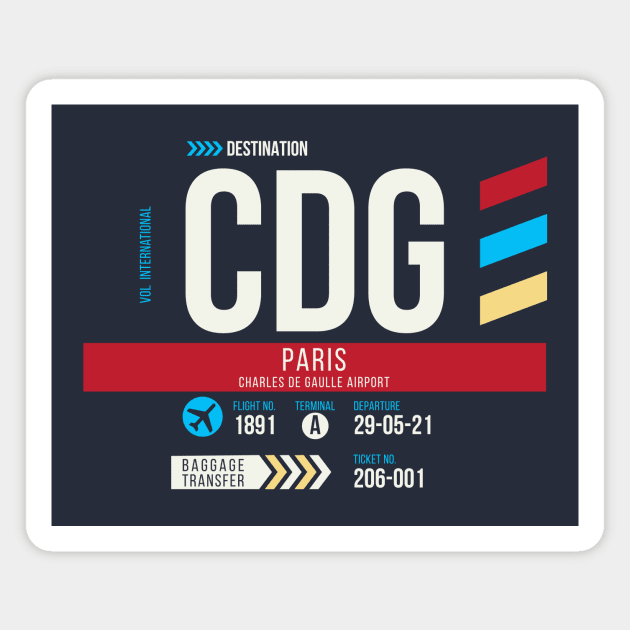 Paris (CDG) Airport Code Baggage Tag E Magnet by SLAG_Creative